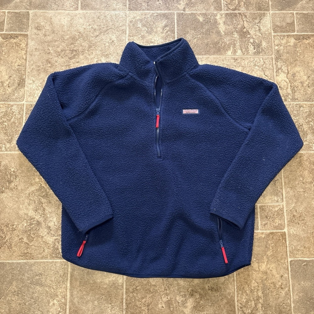 Vineyard Vines Women's S Navy Sherpa Fleece 1/4 Zip Pullover Jacket